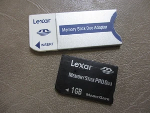 Vintage Lexar Sony-Style Memory Stick Duo Adaptor and 1GB Memory Card for Camera - Picture 1 of 2