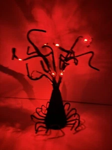 Vintage Lighted Halloween Tree Black Red Glow Haunted Forest CLEARANCE - Picture 1 of 10