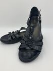 DANSKO Women's Black Leather Flat Sandals Shoes Size 4O (US 9.5)