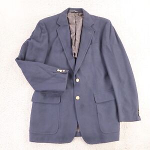 Stanley Blacker Blazer Blue 100% Wool Sport Coat Jacket Made in USA Brass 42R A2