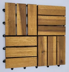 12" x 12" Acacia Wood Interlocking Deck Tile (4-Pack) - Open Box - Picture 1 of 4