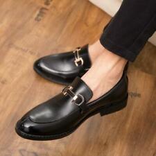 Mens Pointy Toe Patent Leather Slip On Business Formal Wedding Black Dress Shoes