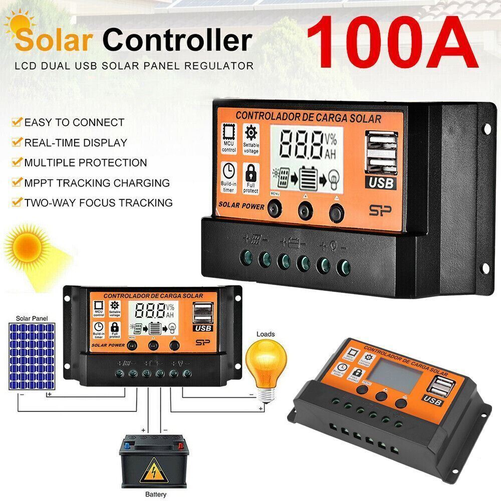 100A MPPT Solar Panel Regulator Charge Controller Auto Focus