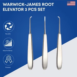 Warwick James Root Dental Elevators 3Pcs Set Stainless Steel Dental Instruments - Picture 1 of 4