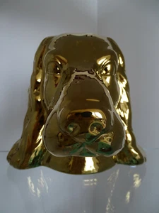 Pot Dog Cocker Spaniel Head Gold Coloured Flower Pot Decoration - Picture 1 of 7