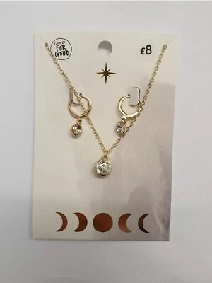 George Womens Gold clear Gem Jewellery necklace & earrings Set | A43# - Image 1 of 3