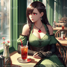 Tifa Lockheart, Final Fantasy, Ice Tea, Dinner, Digital Image, .PNG