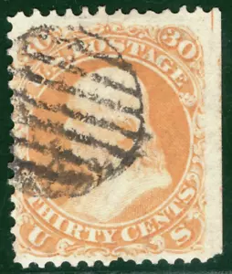 USA Classic Stamp Scott.71 30c Orange (1861-2) FRANKLIN Used Cat $250- BLACK69 - Picture 1 of 6