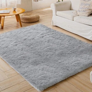 Shag Area Rug,5ft x 8ft Soft Fluffy Area Rugs for Living Room Decor Carpet Grey - Picture 1 of 7