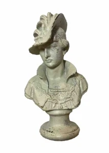 Late 19th Century "After Paul Duboy" 9.5" H Cast Iron Lady In Plume Hat Bust - Picture 1 of 10