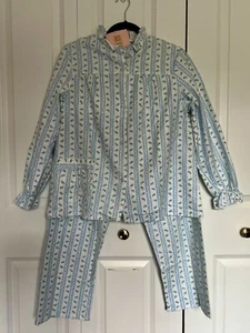 Vintage Sears Carriage Court Flannel Pajama Women's Size 34 Small Blue Flowers - Bild 1 von 8
