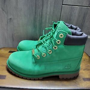 Timberland Boys Premium A1630 Green Lace Up Ankle Top Waterproof Work Boots 8.5