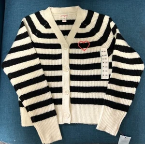 Kids Girl’s Cat & Jack Black/White striped cardigan Size M (8 y.o) New - Picture 1 of 3