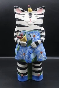 Lrg Vtg Ceramic Cat Vase - Chesapeake East - Heavy w Back Opening 16.5" t - Picture 1 of 12