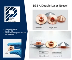Boquillas láser D32 doble capa cromadas 1,2 mm D32 H15 M14 para Raytools - Imagen 1 de 4