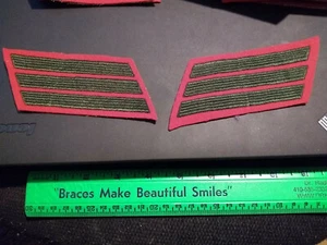 USMC 12 years green/rd Service Stripes PATCH set Marines Hash marks Alphas19-272 - Picture 1 of 1