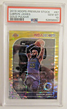 2019-20 NBA Hoops Premium Stock LEBRON JAMES GOLD Pulsar Prizm SP PSA 10