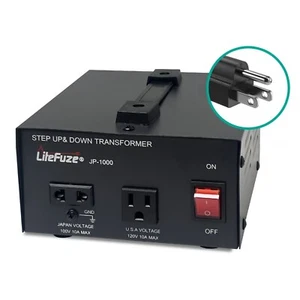LiteFuze 1000W Step-Up/Step-Down Transformer with Dual Sockets - Premium Copper - Picture 1 of 11