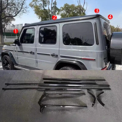 Cubierta de canalón de techo de fibra de carbono 8 piezas para Mercedes-Benz G550 G63AMG 2019-2024 Foto 1 de 4
