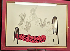 Framed Julie Corsover Children's Print "Jumping on the Bed" Vintage 1973