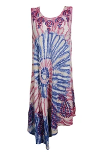 Women Midi Tie Dye Dress Ladies Sleeveless Casual Printed GYPSY Tank Dresses XL