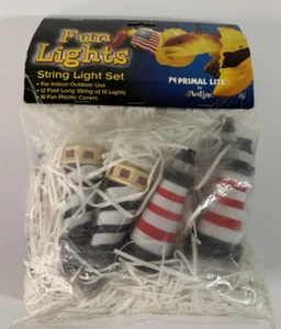 Vintage Lighthouse Blow Mold String Light Set Fun Lights Primal Lite Artline - Picture 1 of 4