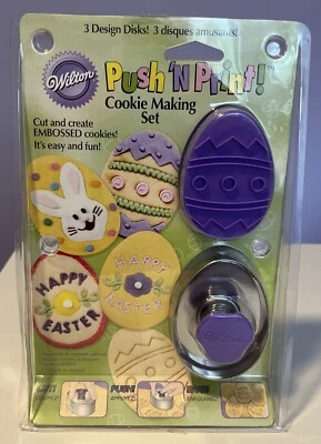 Wilton Push 'N Print Juego para Hacer Galletas Feliz Pascua 3 Discos de Diseño Nuevo en Paquete Foto 1 de 4