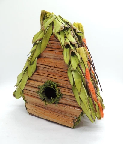 Decorative Rustic Bird House w/Carrots Leaves Moss Easter Spring Cottage Decor Cover