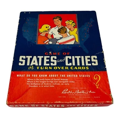 Parker Brothers Game of States And Cities 1957 Vintage Educational Cards - Image 1 of 4