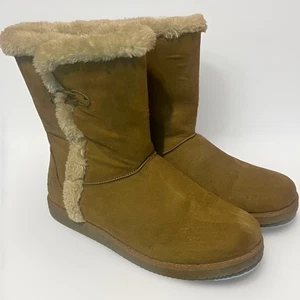 Airwalk Women's Size 13 Brown Winter Boots Mid Calf Suede Faux Fur Lined - Picture 1 of 10