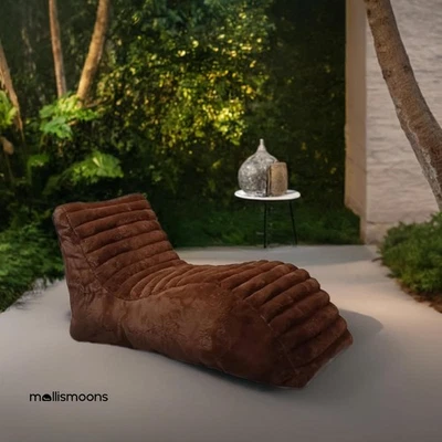 Tumbona Bolsa de Frijoles Silla Sofá Funda Sin Frijoles Imitación Piel Talla XXXL Marrón Foto 1 de 4