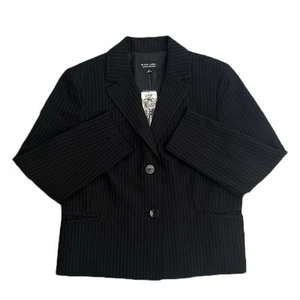 Evan Picone Black Label Women’s Black & Ivory Pinstriped 2 Button Blazer Size 18 - Picture 1 of 7