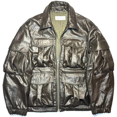 DRIES VAN NOTEN Mens Vow Bis 1502 M.W. Pocket Coat Khaki Brown (MSRP $1,595) - Image 1 of 4