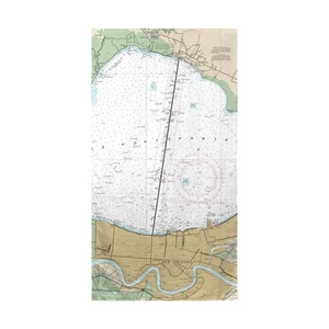 Betsy Drake Lake Pontchartrain and Majrepas, LA Nautical Map Beach Towel - Picture 1 of 1