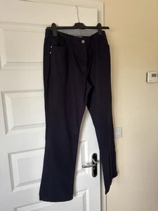 Maine New England Navy Trousers 14R 99% Cotton, 2% Elastane, Straight Leg BNWOT - Picture 1 of 3