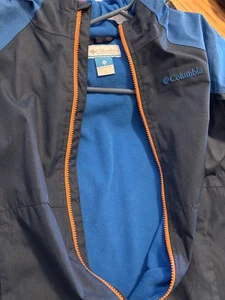 COLUMBIA HOODED NYLON FLEECE BLUES JACKET SIZE Large boys kids - Imagen 1 de 3