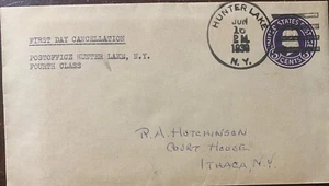 Hunter Lake N Y Postal Cover First Day Cancellation Of Post Office - Picture 1 of 2