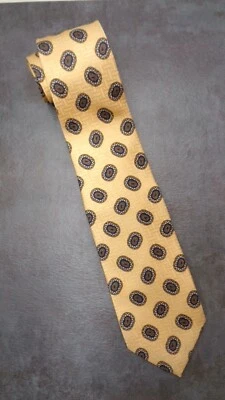 ROBERT TALBOTT Men's 100% Silk Necktie USA Designer PAISLEY Yellow/Gold/Blue EUC - Image 1 of 4