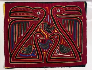 Kuma Panamá Mola 16 x13 en Aves Tucán Hecho a Mano Cosido Aplique Rojo - Imagen 1 de 4