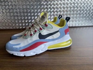 Nike Air Max 270 React White Blue Red Yellow Black AT6174-002 Women's Size 12 W - Picture 1 of 15