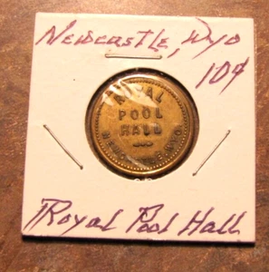 Seltene Original gut für 10c Händler Medaille Royal Pool Hall Newcastle Wyoming - Bild 1 von 2