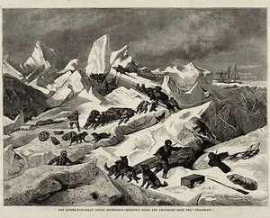 AUSTRIA HUNGRÍA EXPLORACIÓN ÁRTICA TEGETHOFF en bolsa de hielo, trineo perros trineo para perros 1875 - Imagen 1 de 1