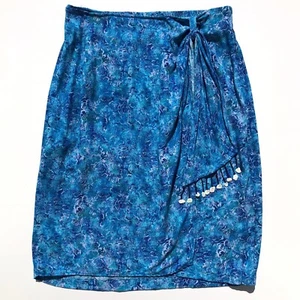 Carole Little Petites skirt size 4 blue boho vacation resort coverup faux wrap - Picture 1 of 8