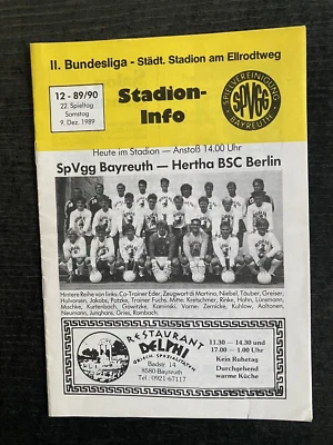 II. BL 89/90 SpVgg Bayreuth - Hertha BSC, 09.12.1989 - Mannschaftsfoto - Bild 1 von 3