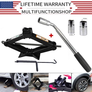 Metal 2 Ton Scissor Jack Handle Crank & Wheel Wrench Socket Nut 17 19 21 23mm - Picture 1 of 10