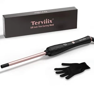 Small Barrel Curling Iron Wand 3/8 Inch 9mm Black Digital Auto-Off for Hair - Picture 1 of 7