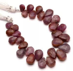 Natural Gem Ruby 10x8 to 14x10 mm Size Rough Unpolished Pear Beads 7" Strand - Picture 1 of 9