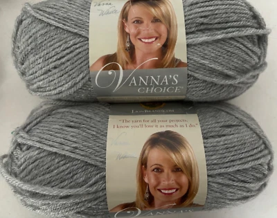 2  skein  Vanna's Choice yarn  Lion Brand Silver Heather  (grey) 3.0 oz   Turkey - Image 1 of 4