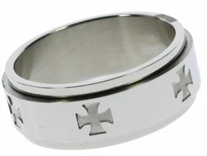 Stainless Steel Templar Cross Worry Spinner Mens Ring Size 12 T84 - Picture 1 of 4
