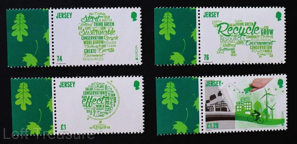 Jersey Stamps: "Europa CEPT - Think Green" MNH Selvedge 4 Value Mint Set 2016 - Image 1 of 1